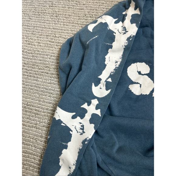 Saint Tears Graphic Hoodie Vintage Washed Blue Men’s Size Large NWT Heavyweight - Picture 10 of 14
